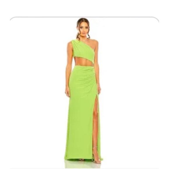 Mac Duggal One Shoulder Asymmetrical Sequined Cut-Out Dress Apple Green SZ 2 NWT - Picture 11 of 12
